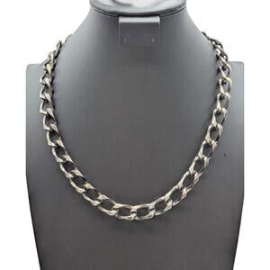 Chunky Gun Metal 24" Chain Link Necklace W/ Large Lobster Claw Clasp